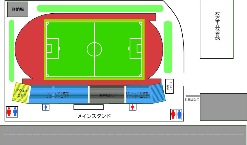スタジアム紹介 枚方市立陸上競技場 Fcティアモ枚方オフィシャルサイト 枚方 寝屋川 交野を中心とした北河内地域からjリーグへ